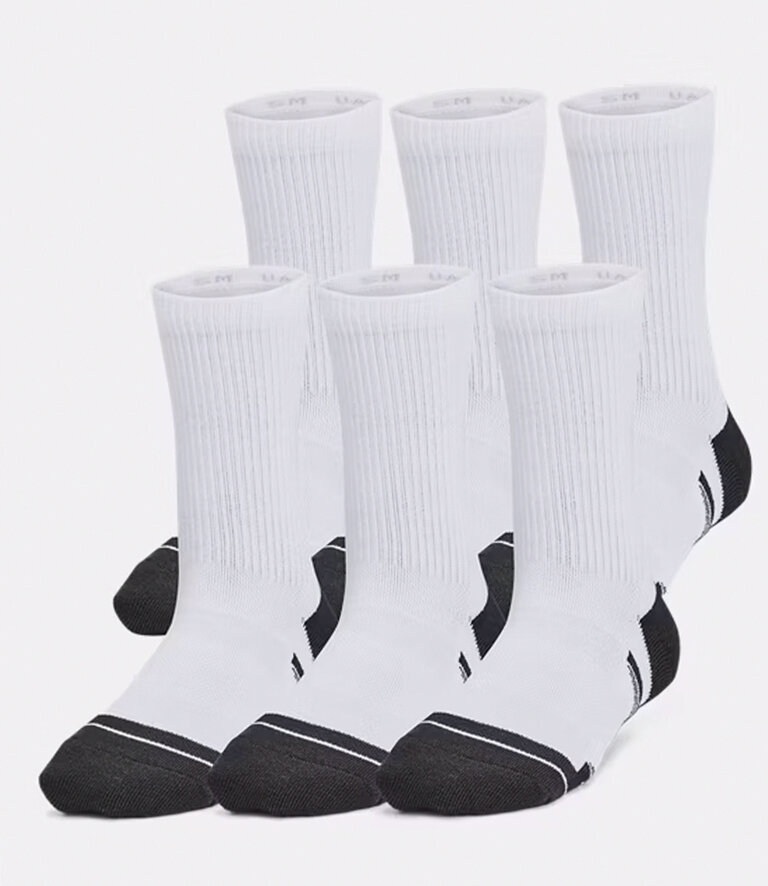 UNDER ARMOUR Performance Tech 6-Pack Crew Socks White