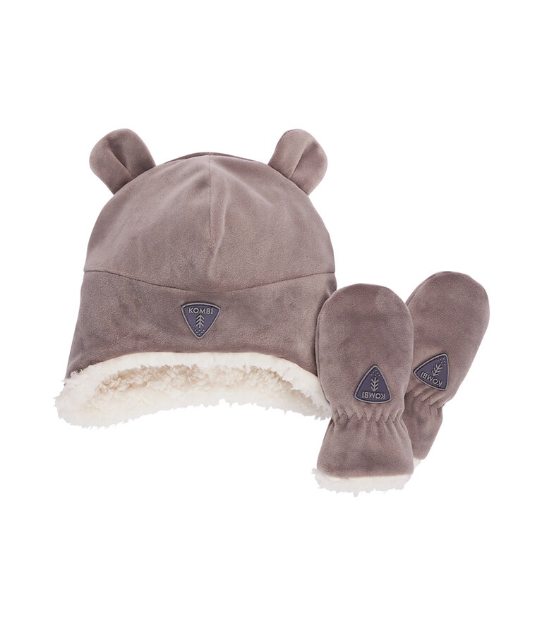 KOMBI Ensemble tuque et mitaines en molleton Sherpa - Bébés Platine