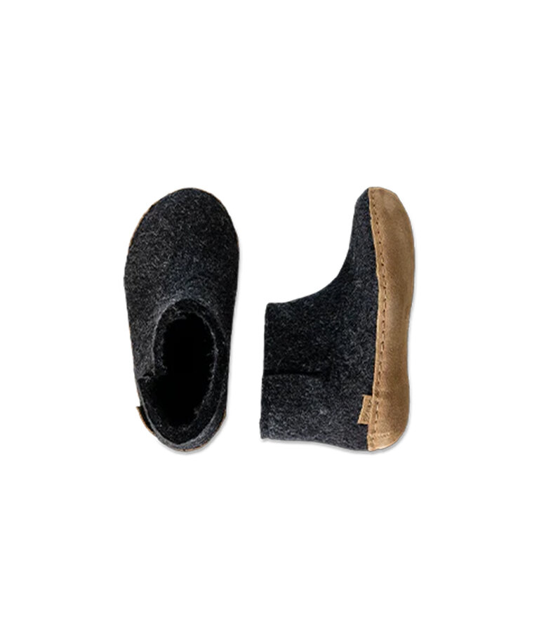 GLERUPS Bottillon Enfants Semelle Cuir Charbon