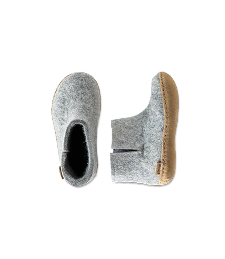 GLERUPS Bottillon Enfants Semelle Cuir Gris