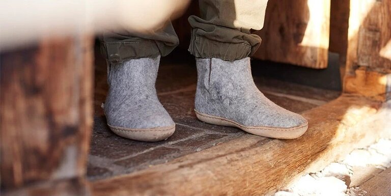 GLERUPS Bottillon Enfants Semelle Cuir Gris