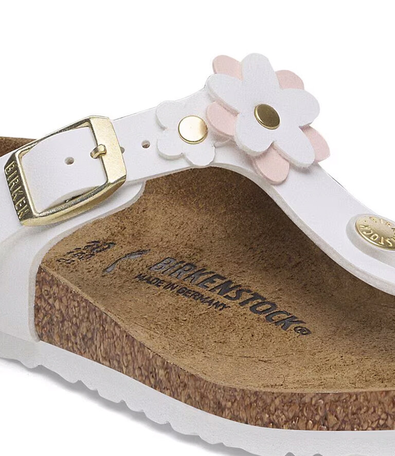BIRKENSTOCK Enfants Gizeh Fleurs Birko-Flor Blanc