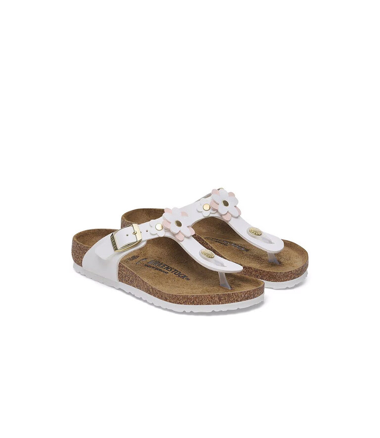 BIRKENSTOCK Enfants Gizeh Fleurs Birko-Flor Blanc