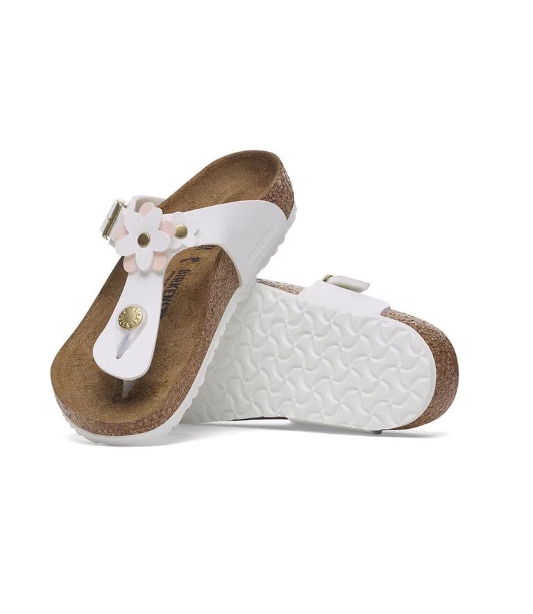 BIRKENSTOCK Enfants Gizeh Fleurs Birko-Flor Blanc