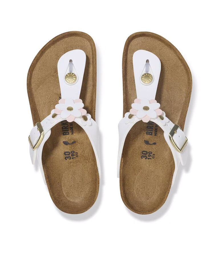 BIRKENSTOCK Enfants Gizeh Fleurs Birko-Flor Blanc