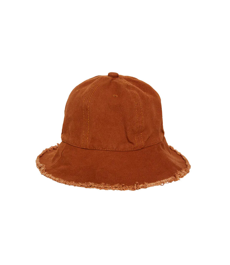 HEADSTER KIDS Raw edge cloche hat Dark Brown