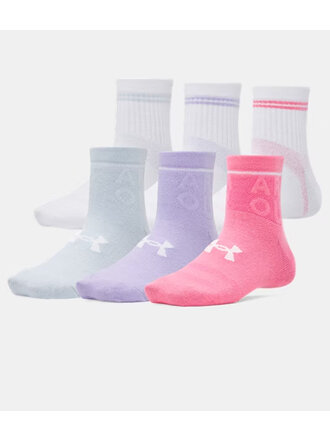 UNDER ARMOUR Essential 6-Pack Quarter Socks Super Pink / Transparent / White UNDER ARMOUR Essential 6-Pack Quarter Socks Super Pink / Transparent / White