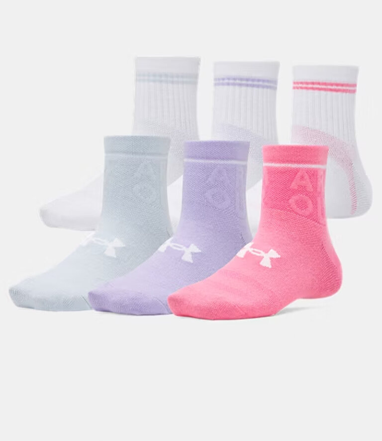UNDER ARMOUR Essential 6-Pack Quarter Socks Super Pink / Transparent / White