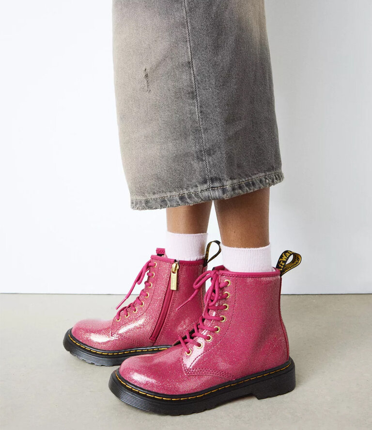 DR. MARTENS Kid's - 1460 Glitter Patent Fuchsia  / Silver / Gold