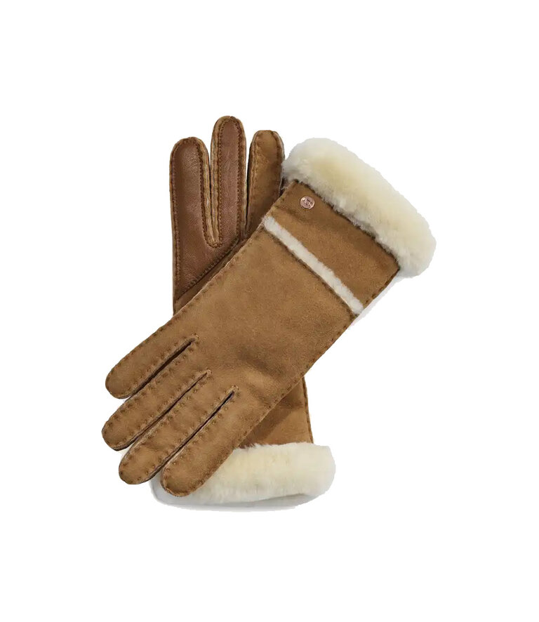 UGG Femmes – Gants en peau de mouton à coutures Noisette