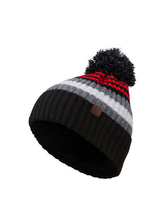 KOMBI Junior- Zermatt Beanie – Fleece-Lined Striped Hat Black