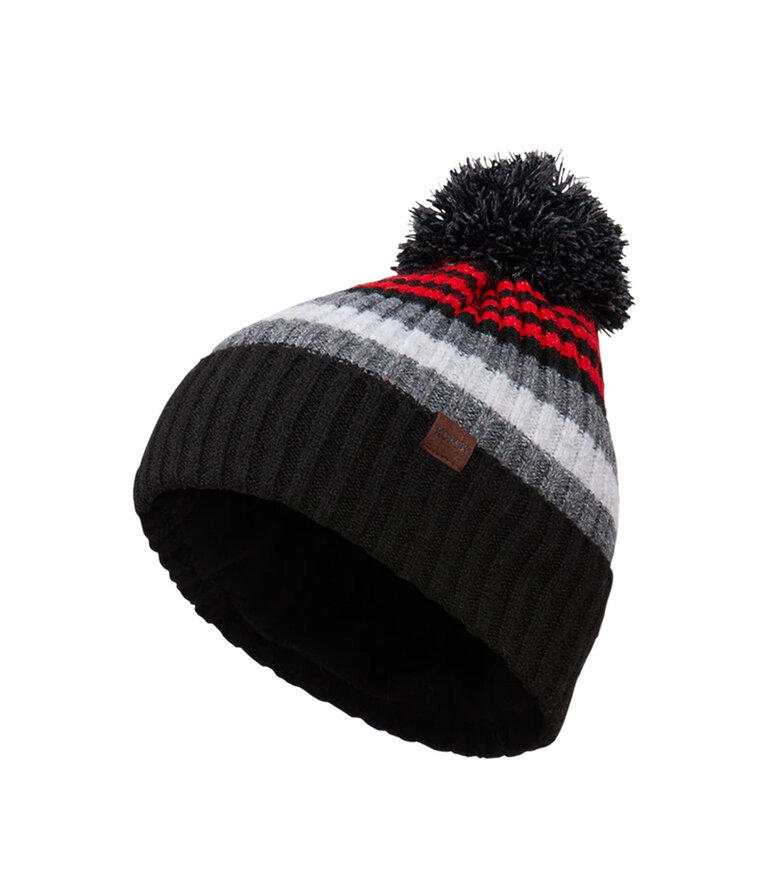 KOMBI Junior- Zermatt Beanie – Fleece-Lined Striped Hat Black