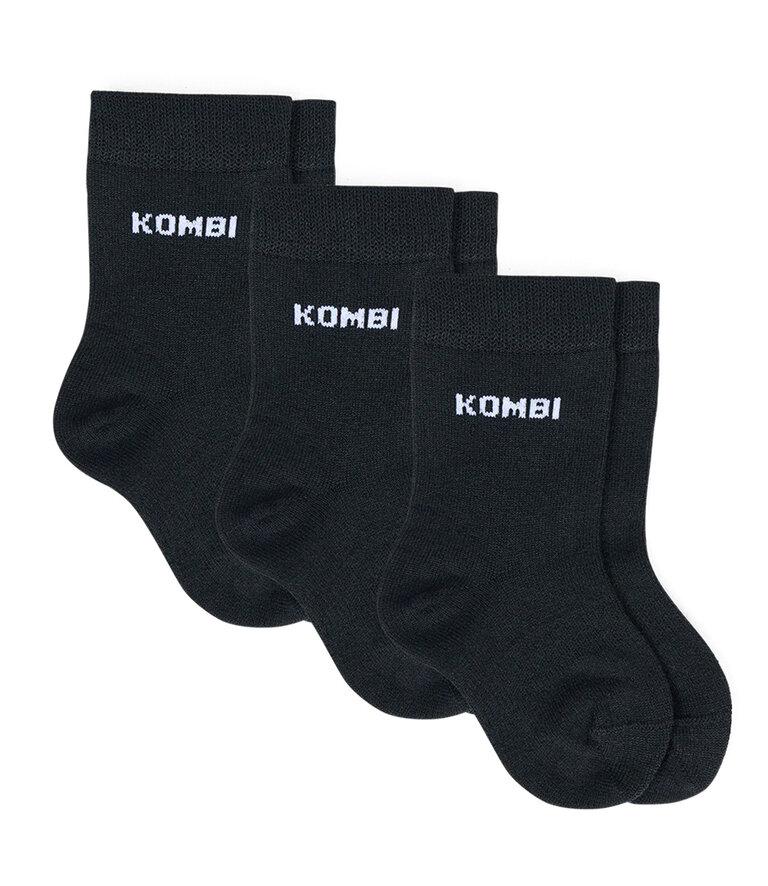KOMBI Bébés - Paquet de 3 chaussettes en laine mérinos Noir