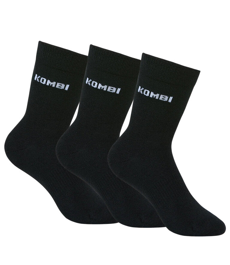 KOMBI Enfants - Paquet de 3 chaussettes en laine mérinos Noir