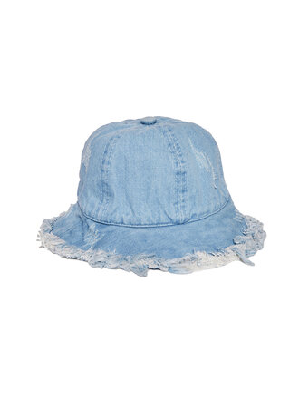 HEADSTER KIDS Raw edge cloche hat denim