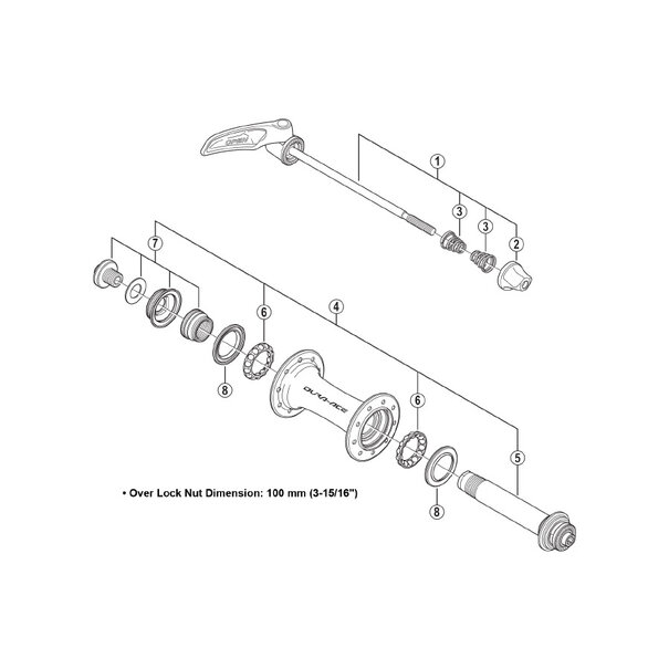 Shimano FRONT HUB, HB-9000, DURA-ACE, QR, 28H, 100X108MM, QR:133MM, IND. PACK