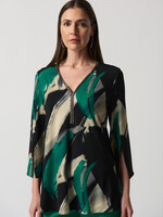 Joseph Ribkoff Emerald Green Brushstrokes Top