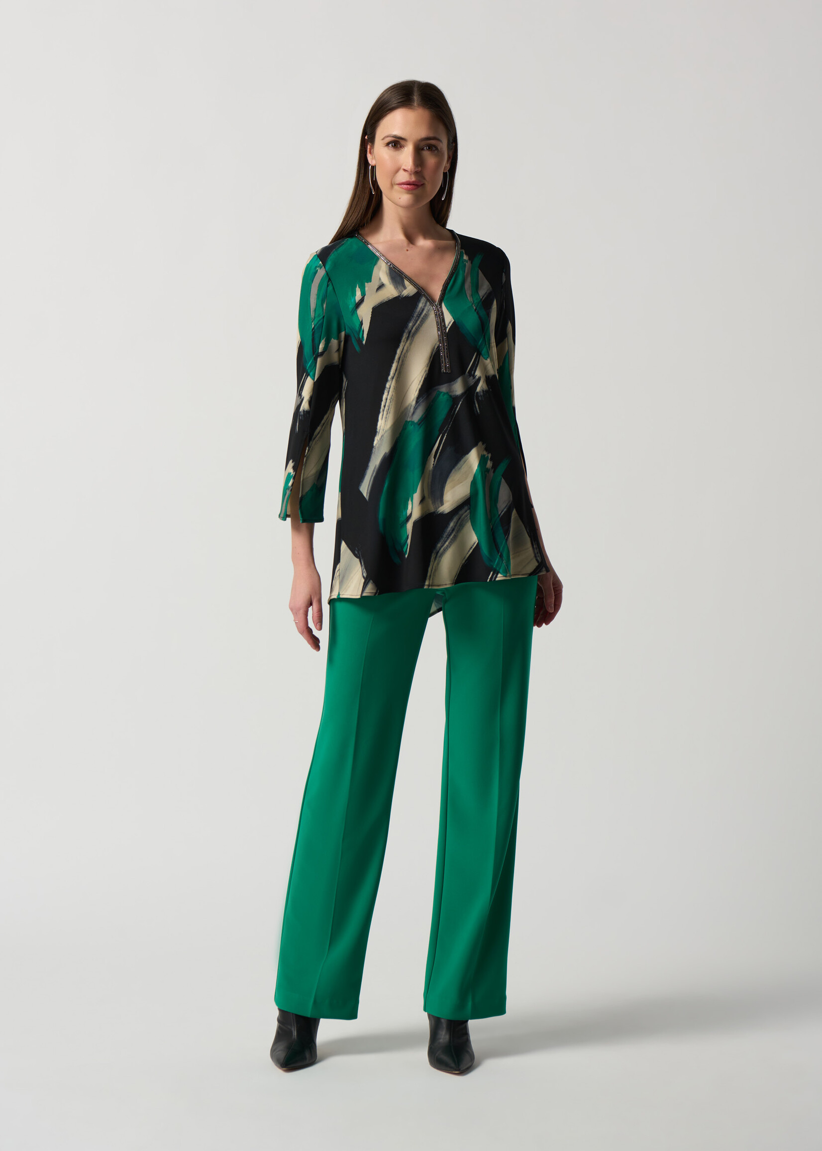 Joseph Ribkoff Emerald Green Brushstrokes Top