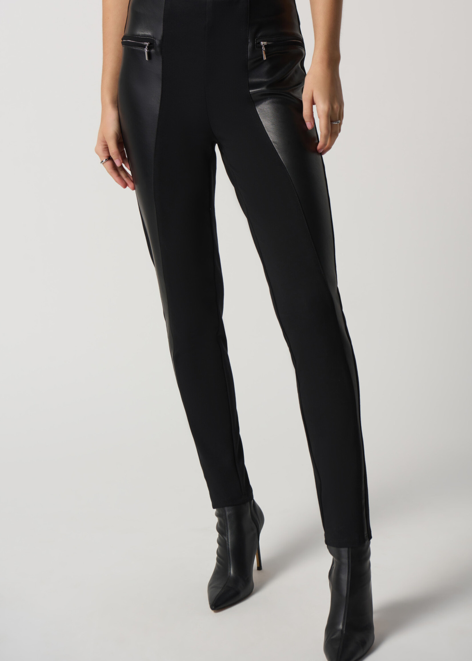 Joseph Ribkoff Faux-Leather Panel Leggings