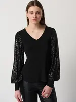 Joseph Ribkoff Silky Knit Sequins Puff Sleeve Top