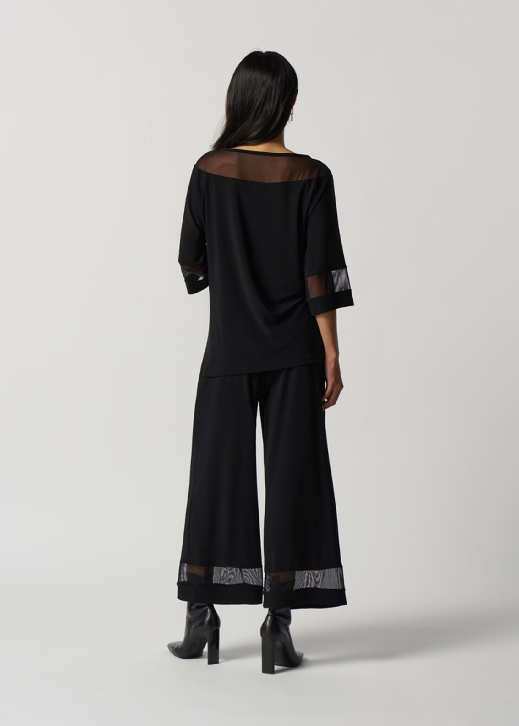 Joseph Ribkoff Mesh Panel Wide Leg Jumpsuit