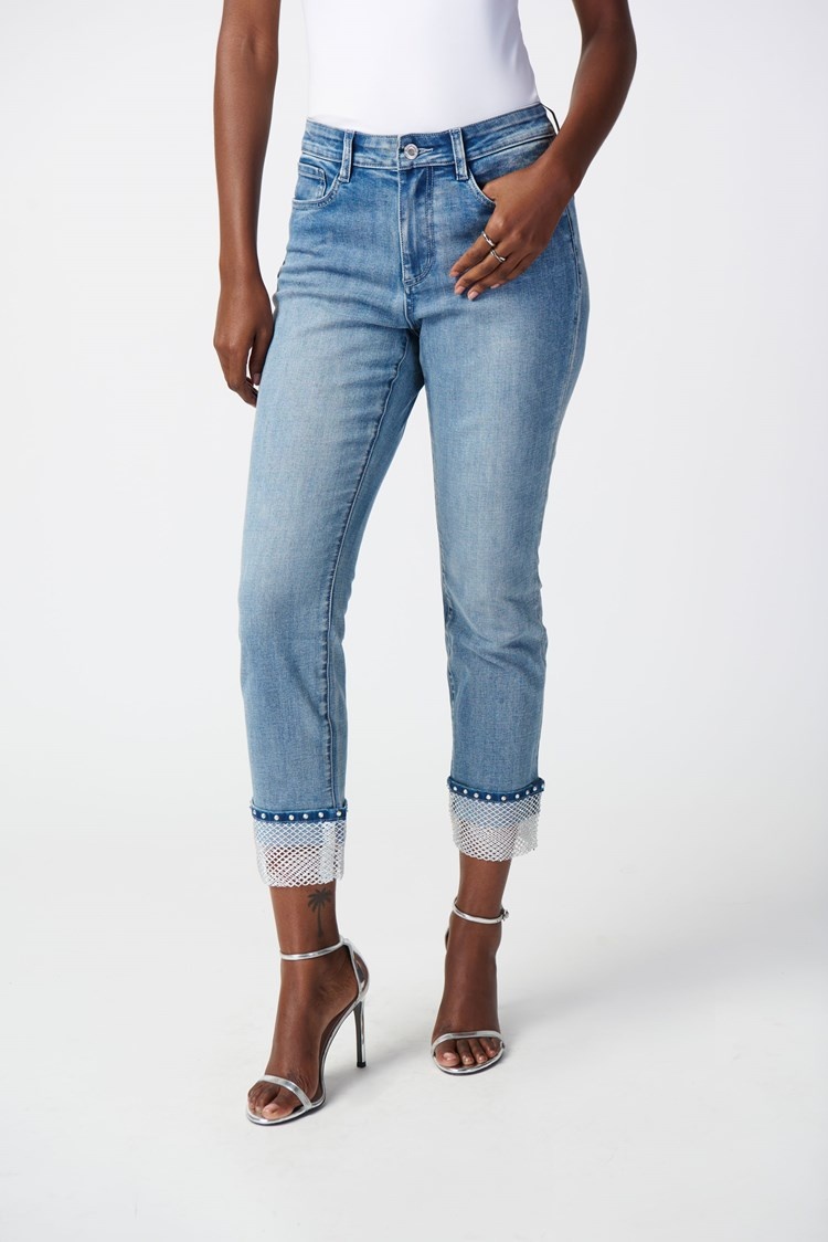 Joseph Ribkoff Embellished Cuff Jeans Style 223941