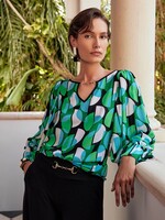 Joseph Ribkoff Geometric Print Georgette Top 241116