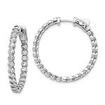 This Is Life Sterling Silver CZ In And Out Round Hoop Earrings