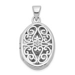 This Is Life Filigree Oval Locket With Diamond - Sterling Silver