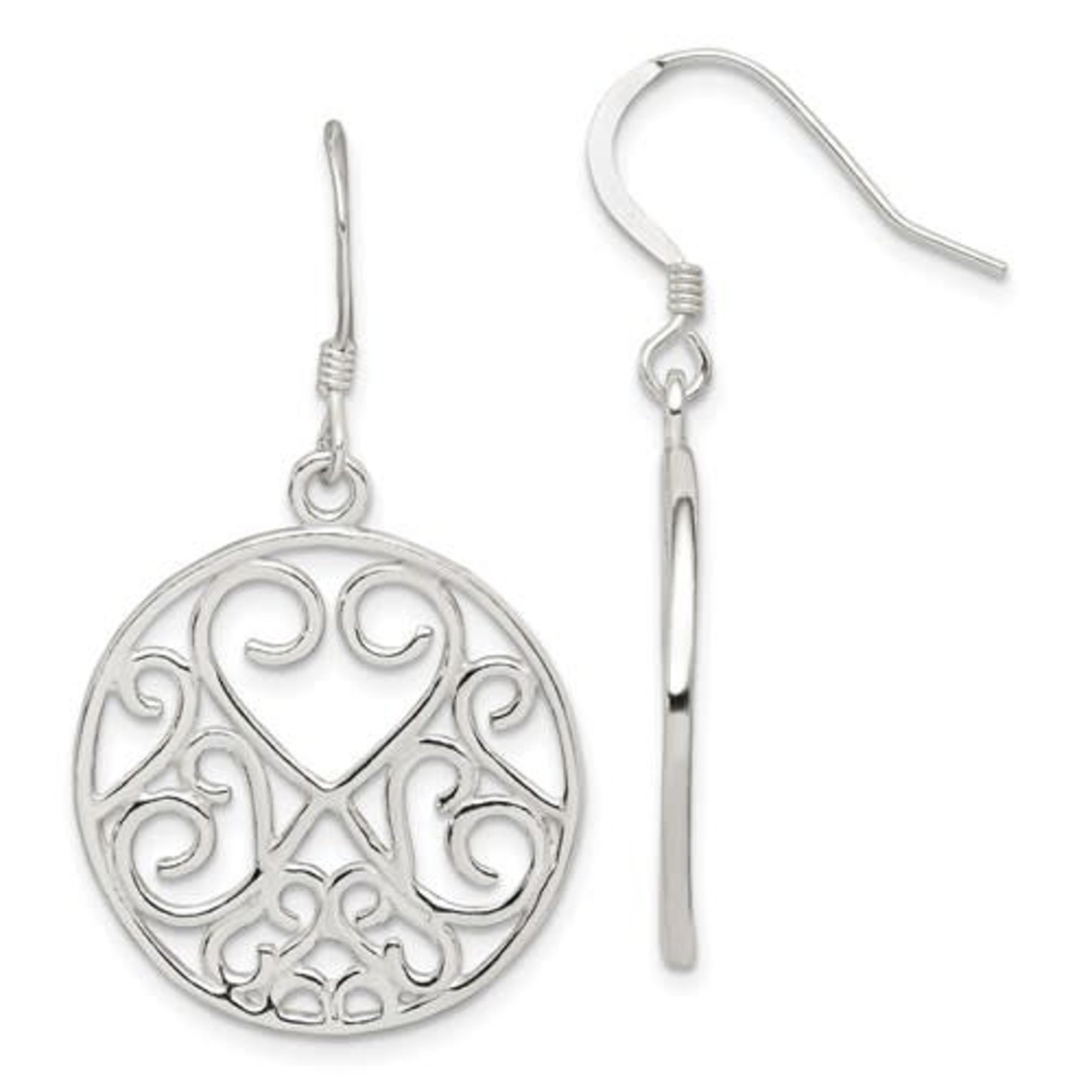 This Is Life Heart Filigree Sterling Silver Earrings