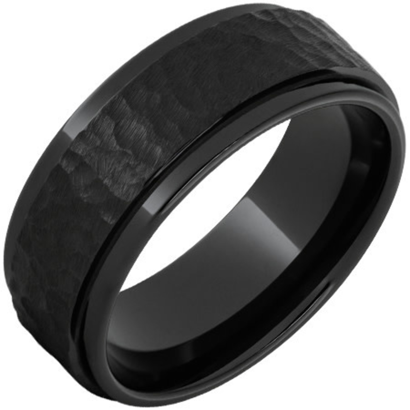 Serinium Wedding Bands 8mm Black Ceramic Moon Finish