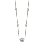 This Is Life Sterling Silver Round CZ Pendant with 2in. ext. 4-Station Necklace