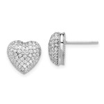 This Is Life Sterling Silver Rhodium-Plated CZ Heart Post Earrings