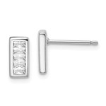 This Is Life Sterling Silver Rhodium Plated Emerald-Cut CZ Post Earrings