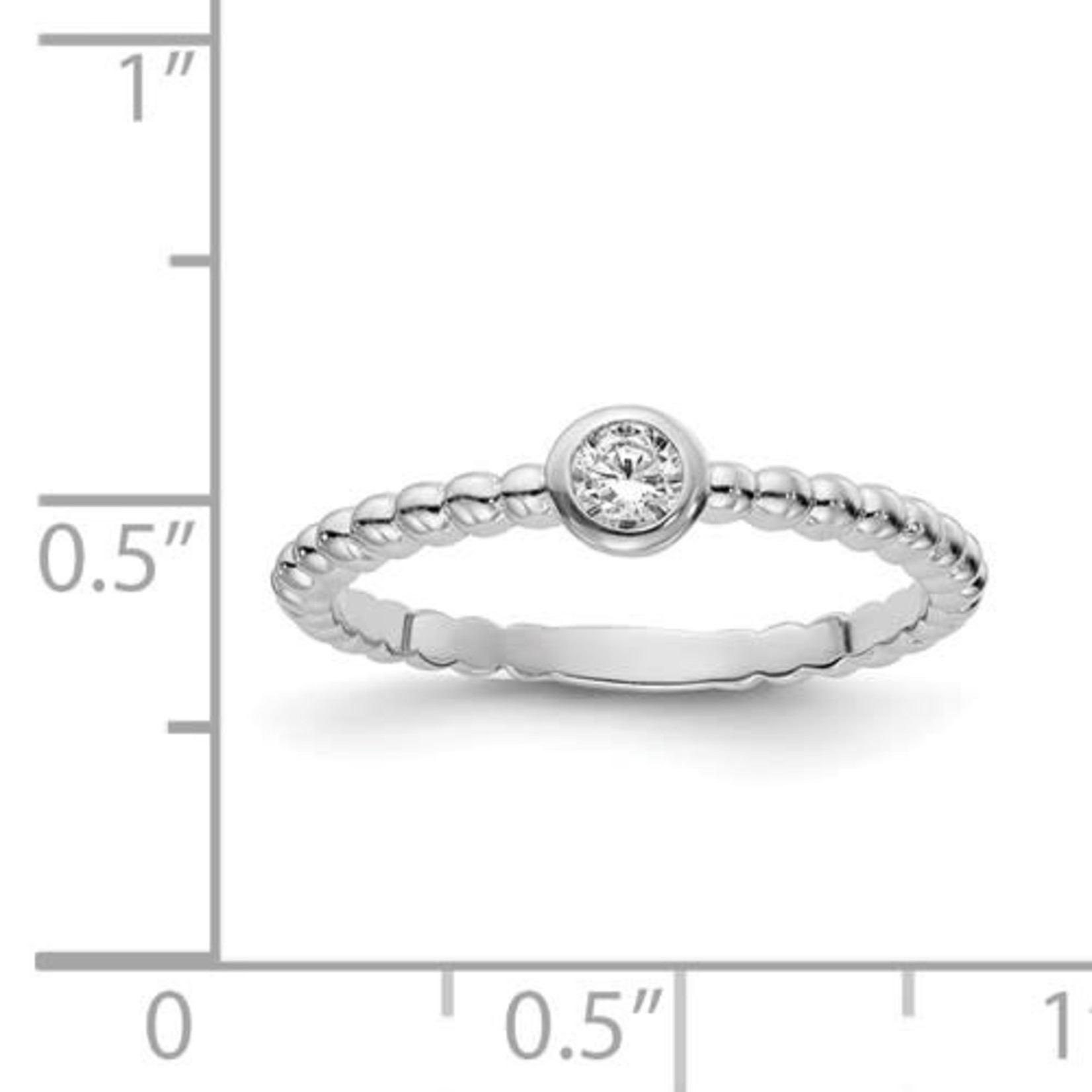 This Is Life Bubble Band With CZ Stackable Band - Sterling Silver