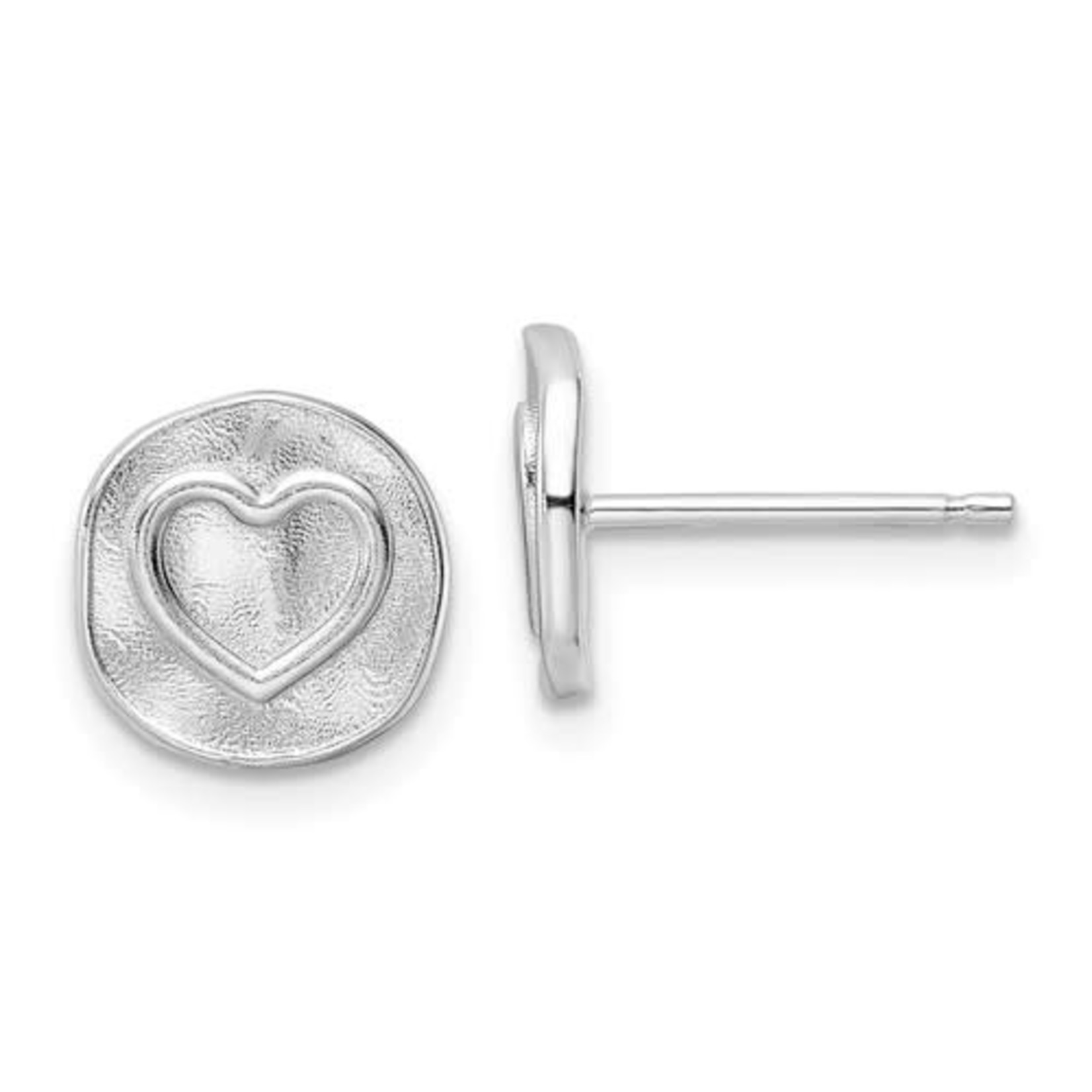 This Is Life Heart Stamp Sterling Silver Earrings