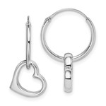 This Is Life Dangle My Heart Hoop Earrings - Sterling Silver