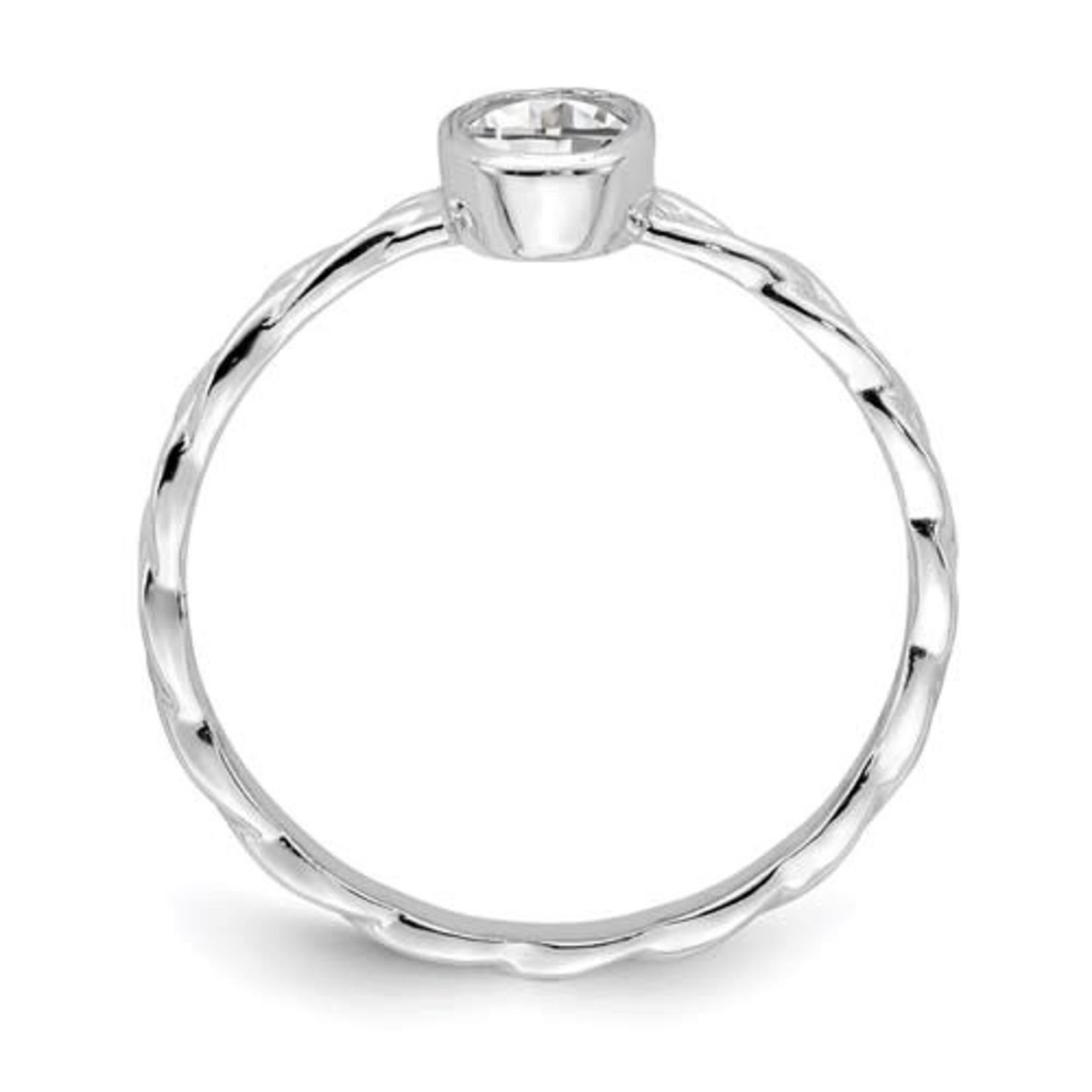 This Is Life Oval CZ With Braided Band Ring - Sterling Silver