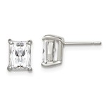 This Is Life Sterling Silver Emerald-cut 7x5 Basket Set CZ Stud Earrings