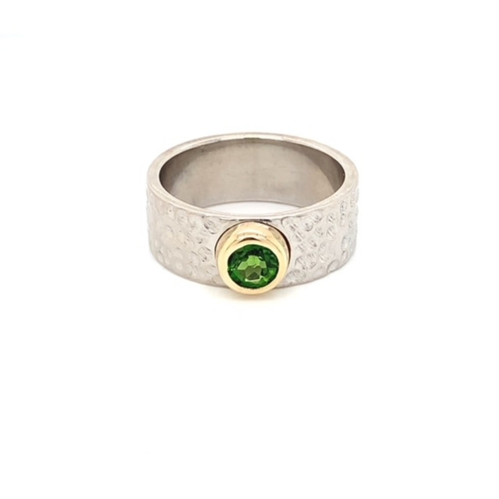 This Is Life Hammered Band with Chrome Diopside  Sterling Silver Ring