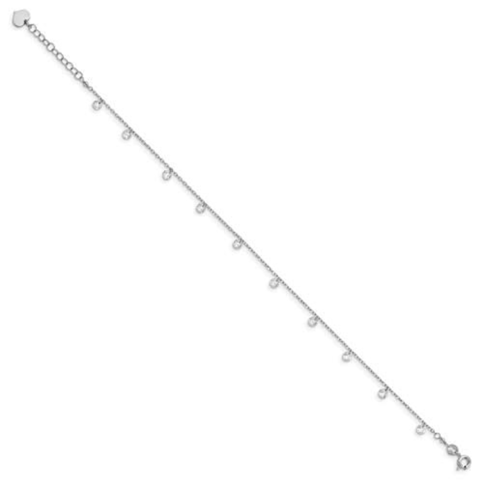 This Is Life Leslie's Sterling Silver Rhod-plated with 1.25 in ext. Crystal Anklet