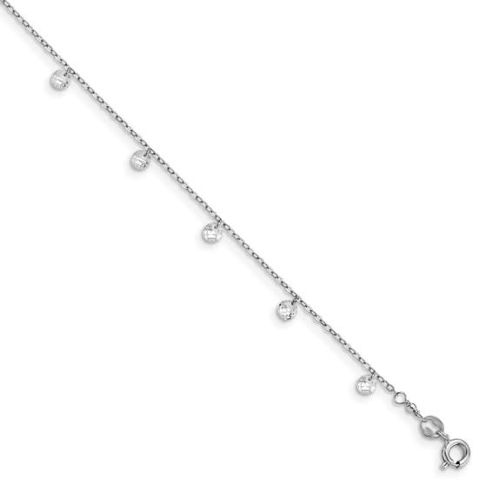 This Is Life Leslie's Sterling Silver Rhod-plated with 1.25 in ext. Crystal Anklet