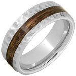 Serinium Wedding Bands Serinium® Pipe Cut Band with Off-Center Bourbon Barrel Aged™ Inlay and Moon Finish