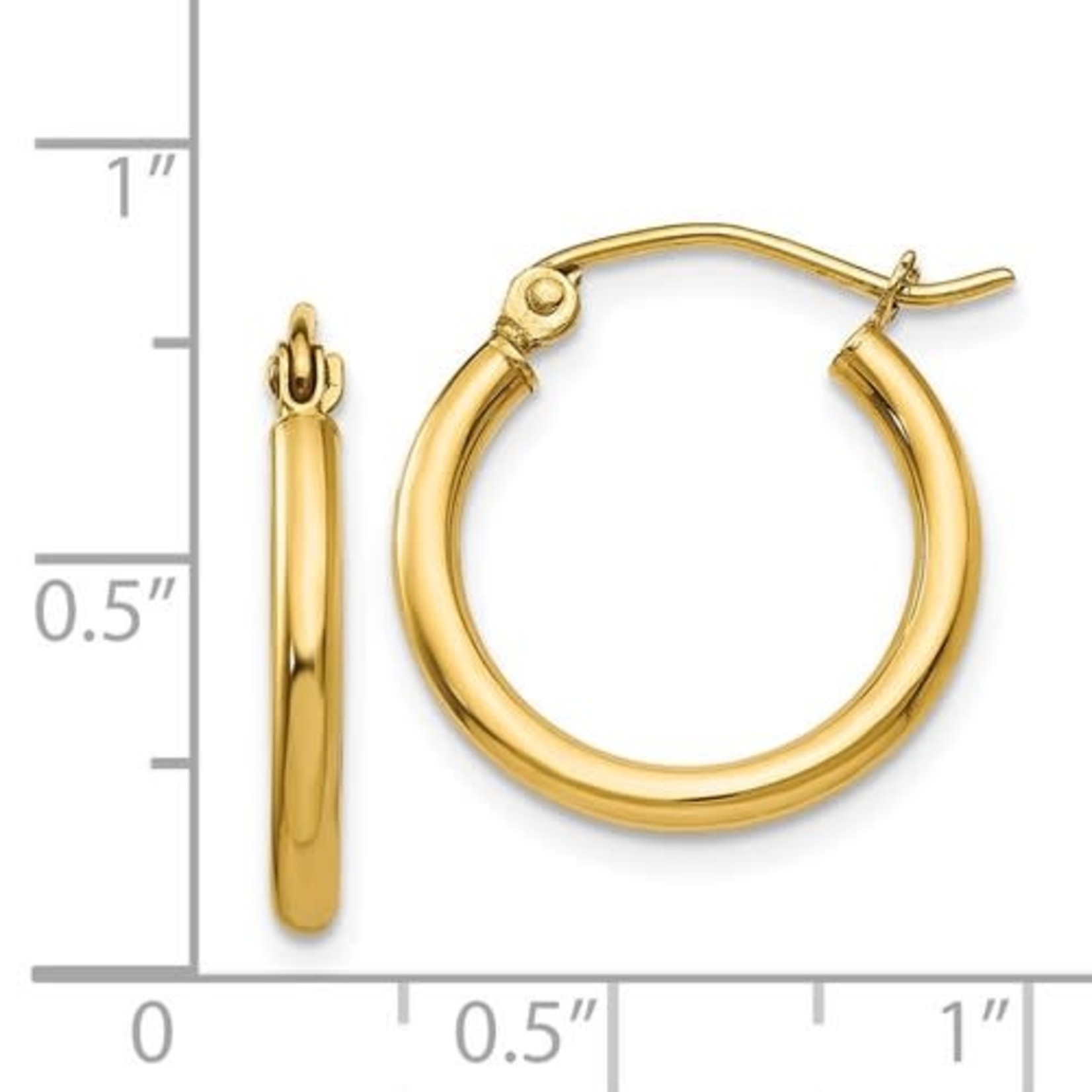 On The Edge 14k Polished 2x17.5mm Tube Hoop Earrings