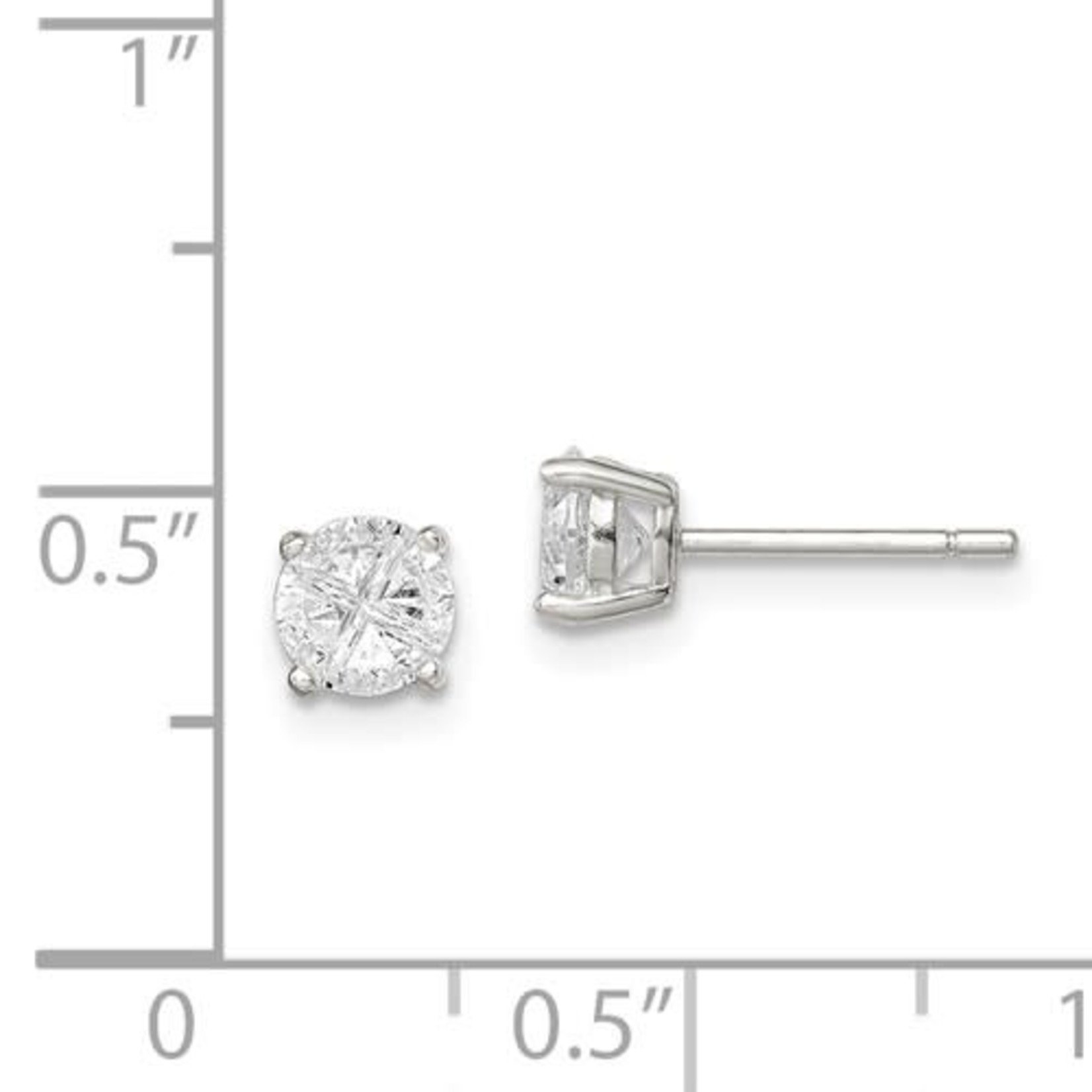 This Is Life Sterling Silver 5mm Round Basket Set Cross-cut CZ Stud Earrings