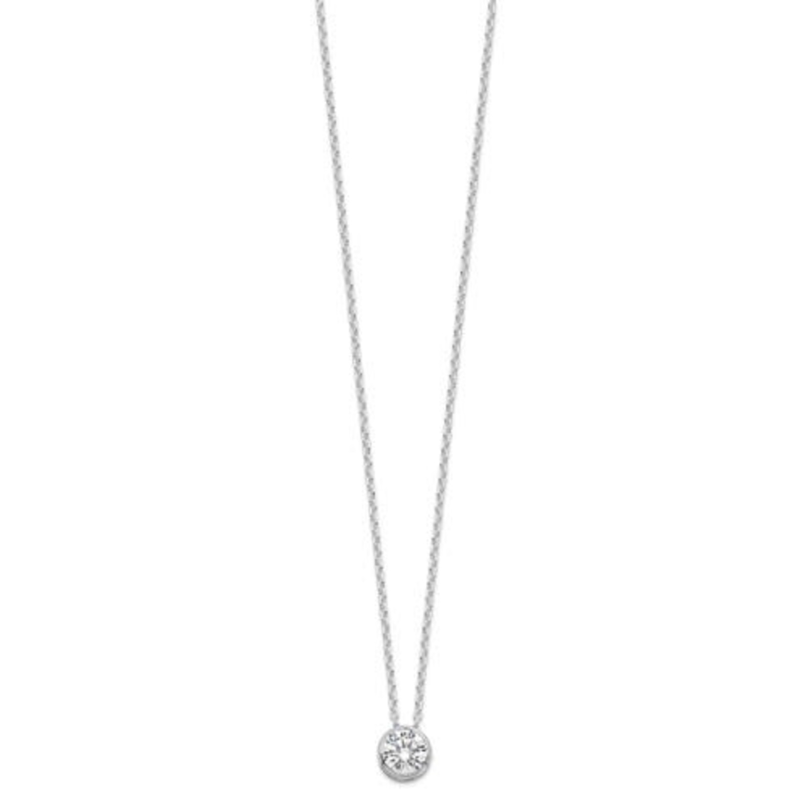 This Is Life Sterling Silver Rhodium-plated 8mm Bezel CZ Necklace