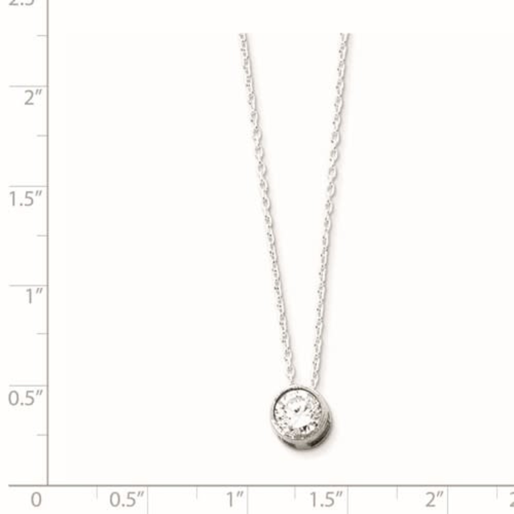 This Is Life Sterling Silver Rhodium-plated 8mm Bezel CZ Necklace