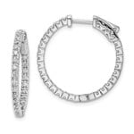 Sterling Shimmer Sterling Silver Rhodium-plated 50 Stone 1.6mm CZ In and Out Round Hinged Hoop Earrings