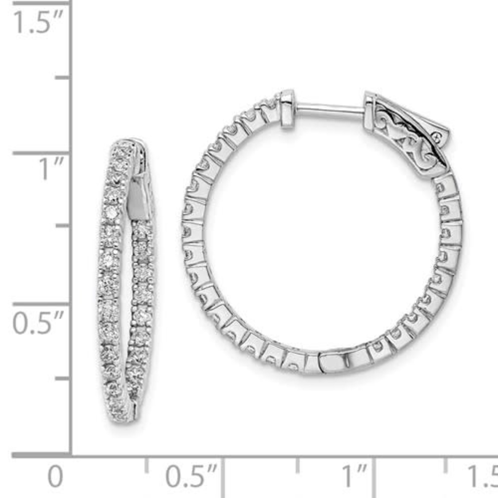 Sterling Shimmer Sterling Silver Rhodium-plated 50 Stone 1.6mm CZ In and Out Round Hinged Hoop Earrings