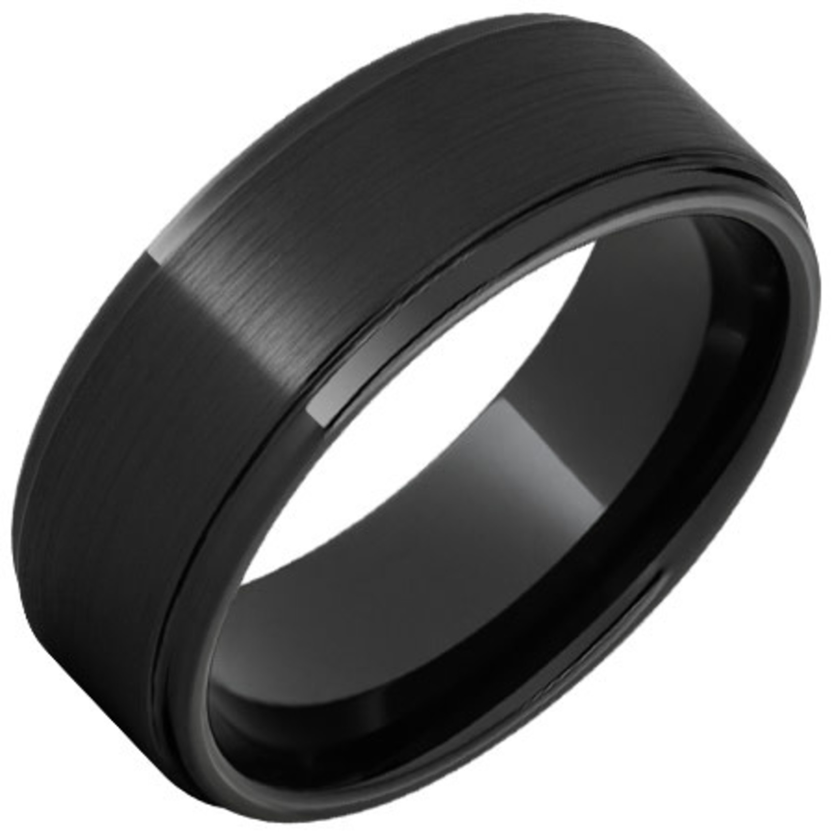 Serinium Wedding Bands Black Diamond Ceramic™ Grooved Edge Band with Satin Finish